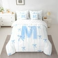 thumbnail image 2 of Castle Fairy Monogrammed Letter M 7 Pieces Bedding Comforter Set for Teens Boys Girls,Kawaii Bow Full Bedding Set Lightweight,Geometric Stripes Fitted Sheet Flat Sheet,Super Cozy Room Decor, 2 of 8