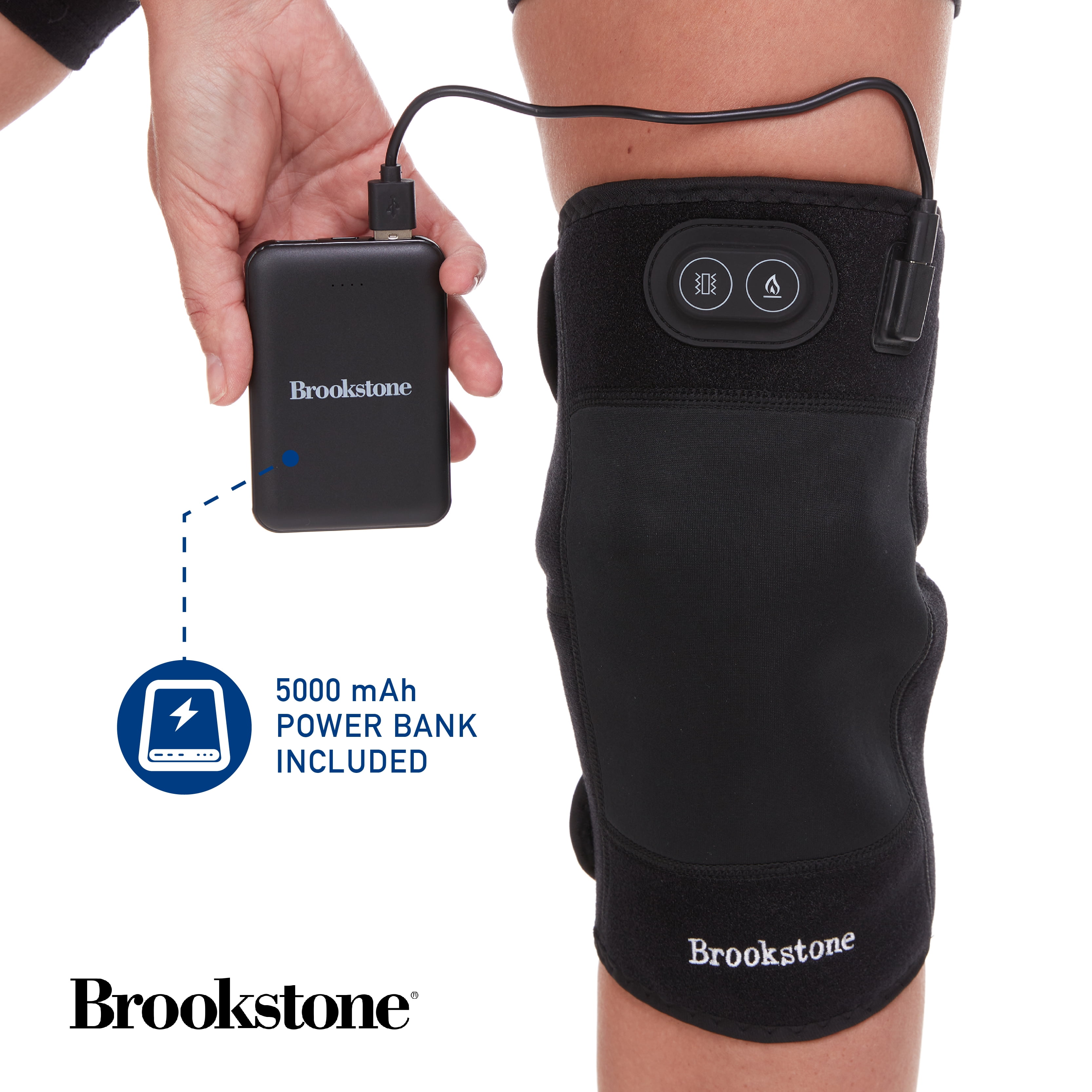 Brookstone Knee Brace Massager with Soothing Heat Cold Pack and