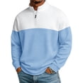 thumbnail image 3 of Men's Quarter Zip Pullover Sweatshirt Color Block Standing Collar Long Sleeve Loose Fit Athletic Top Casual Fashion Solid Patchwork Soft Sweatshirt, 3 of 8