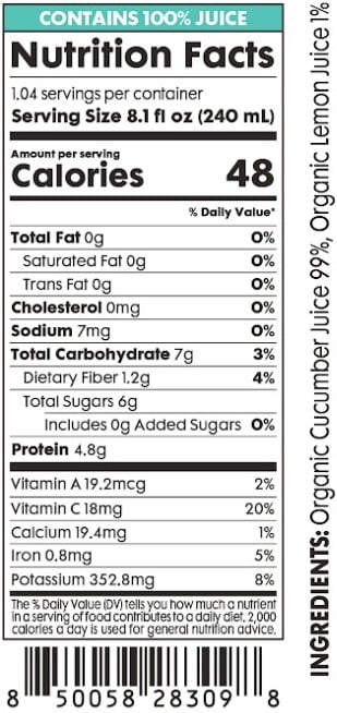 Pomona Organic Juices Cucumber Juice, 8.4 oz, 12 Pack