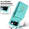 thumbnail image 6 of ELEHOLD Luxury Wallet Case for Samsung Galaxy Z Flip 4,with Organ Card Slots RFID Blocking Metal Ring Holder Crossbody Shoulder Strap Leather Purse Case for Women Girls,Green, 6 of 7