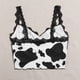 thumbnail image 5 of Tops de mujer con estampado de vaca, sin mangas, con cuello en V, camisola, tirantes finos, espalda descubierta, tops cortos de encaje Pompotops lopia988086, 5 of 7