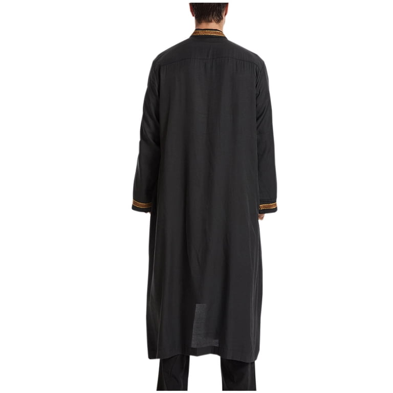 luxury arabic men dress Luxury men's Islam Muslim Arab men's robe, long sleeve embroidered stand collar Arab men thobe