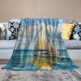 thumbnail image 2 of Pratyus Sailboat Ocean Clouds Flannel Throw Blanket for Bed Couch Sofa Chair All Seasons Comfort Excellent Hand Feel Blanket 50x60in, 2 of 6