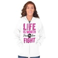 thumbnail image 4 of Life is Worth the Fight Breast Cancer Zip Hoodie Sweatshirt Women Brisco Brands L, 4 of 6