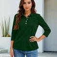 thumbnail image 5 of Resicozy Women's Polo Shirt 3/4 Sleeve Tops Collared Button Down Solid Color 2026 Tee Casual Work T Shirt Dark Green XL, 5 of 5