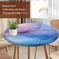 thumbnail image 5 of Abstract Marble Texture Round Fitted Table Cover Blue Pink Gradient Gold Crack Art Waterproof Table Cloth with Elastic Edge Wipeable Tablecloth for Picnic Camping Party Fits 45"-54" Diameter, 5 of 8