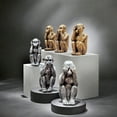 thumbnail image 4 of AOOOWER Gold Monkey Sculptures Set of 3 See No Hear No Speak No Evil Figurines for Bookshelves and Bedroom Decoration, 4 of 10