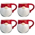 thumbnail image 1 of Juego de 4 Tazas Cerámica Diseño Relieve Gnomo Nórdico Minimalista Navideño para Bebidas Calientes, Capacidad 400 ml, 1 of 11