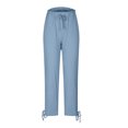 thumbnail image 5 of YUGYXL Womens Vintage Linen Pants Bandage Bottom Drawstring Long Pants Casual Cropped Pants with Pockets Sky Blue XXL, 5 of 6