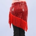 thumbnail image 7 of Nfurl Sequin Tassel Skirt for Women Shiny Belly Dance Hip Scarf Rave Party Festival Mini Skirts Trendy Glitter Sparkly Fringe Skirt Red Free Size, 7 of 7