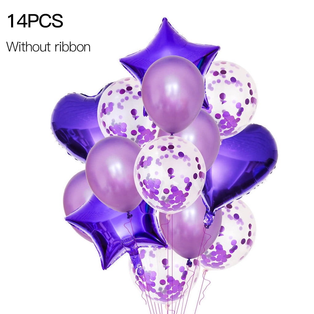 14 Pcs/set Party Balloon Holiday wedding Birthday Party Decorative Aluminum Foil Balloons, Purple