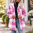 thumbnail image 2 of Dnhxils Womens Fleece Jackets Casual Mock Neck Plaid Jacket with Pockets Button Up Long Sleeve Outerwear for Womens Winter Fashion Hot Pink XXL, 2 of 9