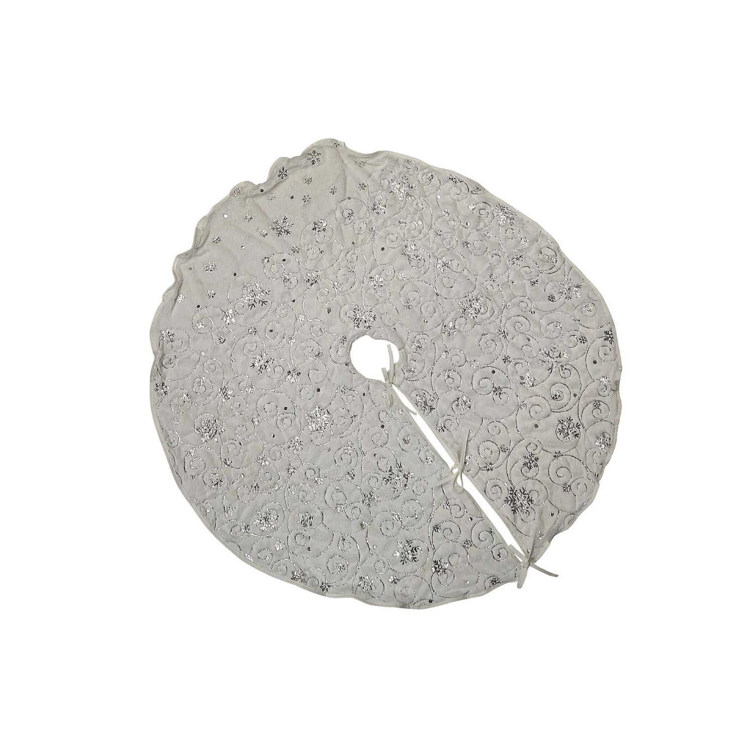 Jupe D'Arbre À Molleton Swirly Snowflake (Blanc)