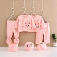 thumbnail image 2 of CAUYDY Infant Girls Outfits Preemie Boys Clothes Unisex Baby Layette 2 Long Sleeve Shirt + 2 Pants + Hat + Bib + Bellyband 7 Pieces Soft Set Fall Sizes 0-3 Months,Pink, 2 of 5
