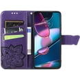 thumbnail image 4 of Wallet Case for Xiaomi 12, 3D Butterfly Flower PU Leather with Credit Card Slots Holder Magnetic Closure Folio Phone Cover for Xiaomi 12s/12X/12 Rhinestone Deep Purple, 4 of 14