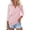 Pink, variant on Women's V Neck Polo Shirt 3/4 Sleeve Collared Casual Business Top Loose Fit Summer Blouse