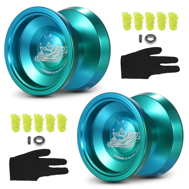 Lot de 2 Yo-Yo de Compétition en Aluminium Cadeau Yo-Yo avec Câble à Roulement et Gants