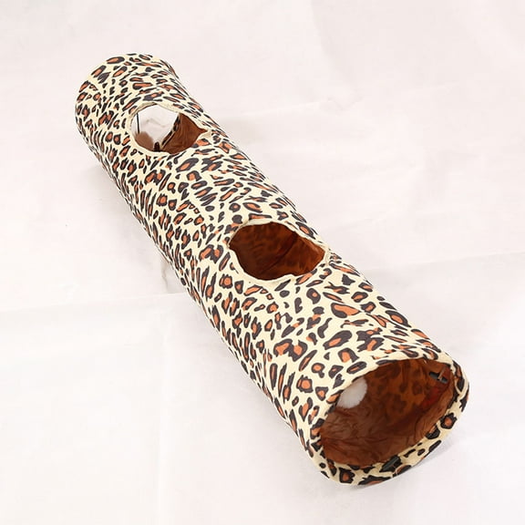 LEORX FRCOLOR Cat Tunnel and Tube Plaything with Leopard Print Paper and Plush Ball Single Pass for Cats