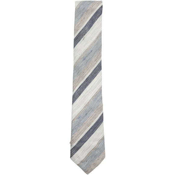 Altea Milano Men's Blue And Brown Horizontal Cotton Stripe Necktie - One Size