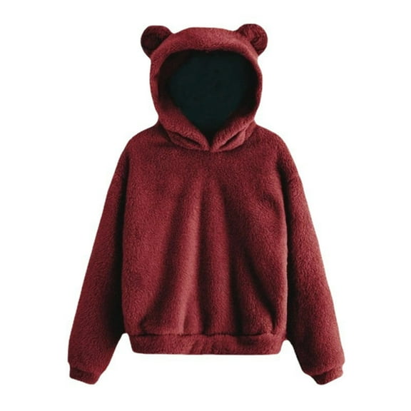 Women's Hoodie Long Sleeve Warm Hoodie Winter Fleece Plush Sweatshirt Hooded Jacket