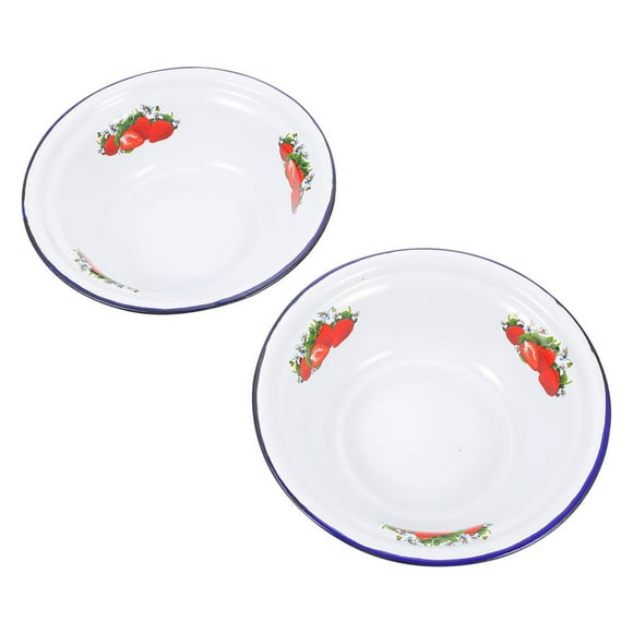 2pcs Retro Style Enameled Bowls Soup Bowls Vintage Style Bowls for Home
