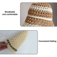 thumbnail image 3 of Gorro de pescador de paja de verano con circunferencia de la cabeza de 56-58cm, sombrilla femenina, gorro de lavabo, sombrero protector solar transpirable hueco, 3 of 5