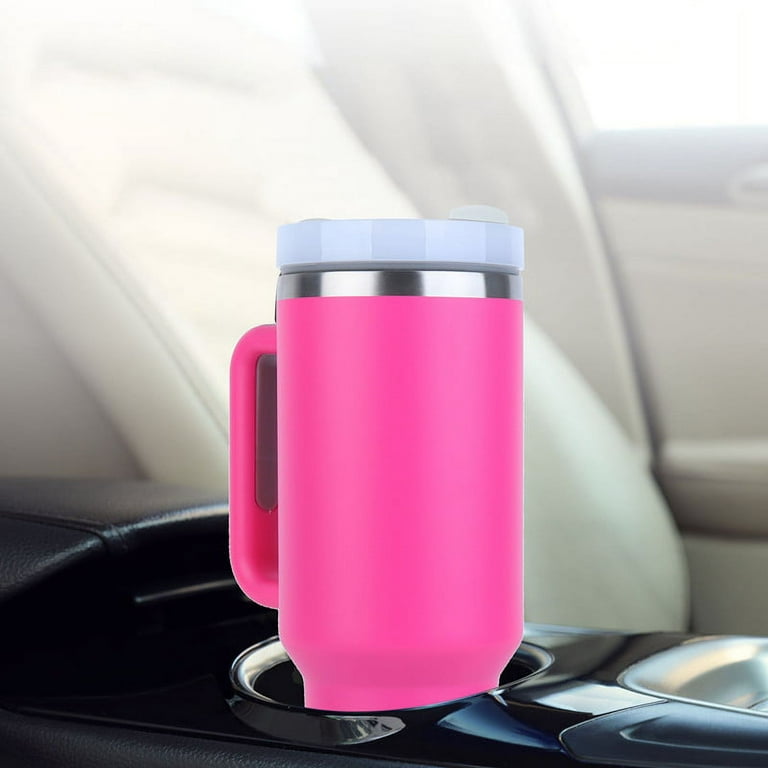 40 oz Tumbler With Handle and Straw Lid, Stainless Steel  Insulated Tumblers Travel Mug, for Hot and Cold Beverages Thermos Travel  Coffee Mug for Both Men and Women (Pink): Tumblers