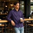 thumbnail image 3 of Men's Plaid Button Down Shirts Casual Long Sleeve Button Down Lapel Collar Dress Shirts Regular Fit Gingham Shirts 2026 Fall Fashion Clothing, 3 of 6