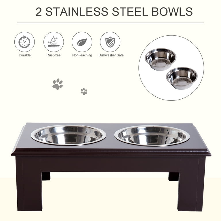 PawHut 6 Height Small Puppy Dog Feeding Station for Messy Pets