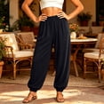 thumbnail image 3 of PInxai Yoga Pants for Women Elastic Waisted Baggy Pants Loose Comfy Casual Athletic Solid Color Pants Summer,Black,M, 3 of 7