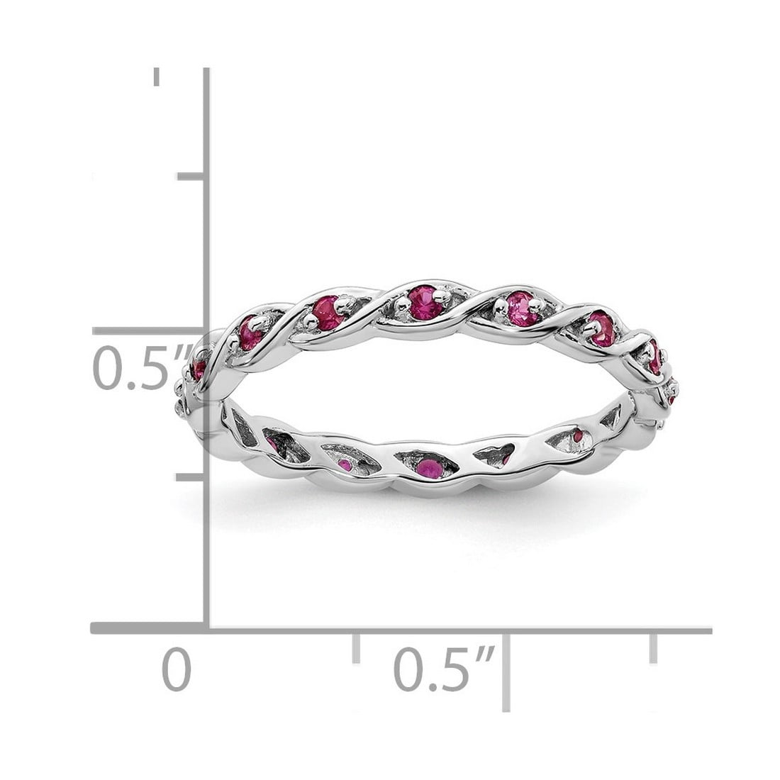 2.5mm 925 Sterling Silver Polished Prong set Stackable Created Ruby Ring Size 6 Stackable Ring for Women