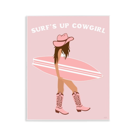 Stupell Industries Coastal Surf's Up Cowgirl Wall Plaque Art, 11 x 14, by Natalie Carpentieri