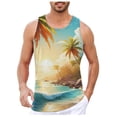 thumbnail image 2 of Beach Tank Top Men Lightweight Breathable Coconut Tree Graphic Sleeveless Shirt Casual Hawaii Vacation Shirts, 2 of 6