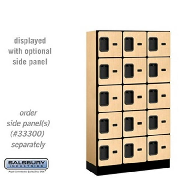 Designer Wood Locker - Five Tier Box Style - 3 Wide - 5 Feet High - 15 Inches Deep - Maple