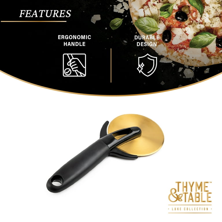 Thyme & Table Stainless Steel Gold Pizza Wheel with Comfort Grip