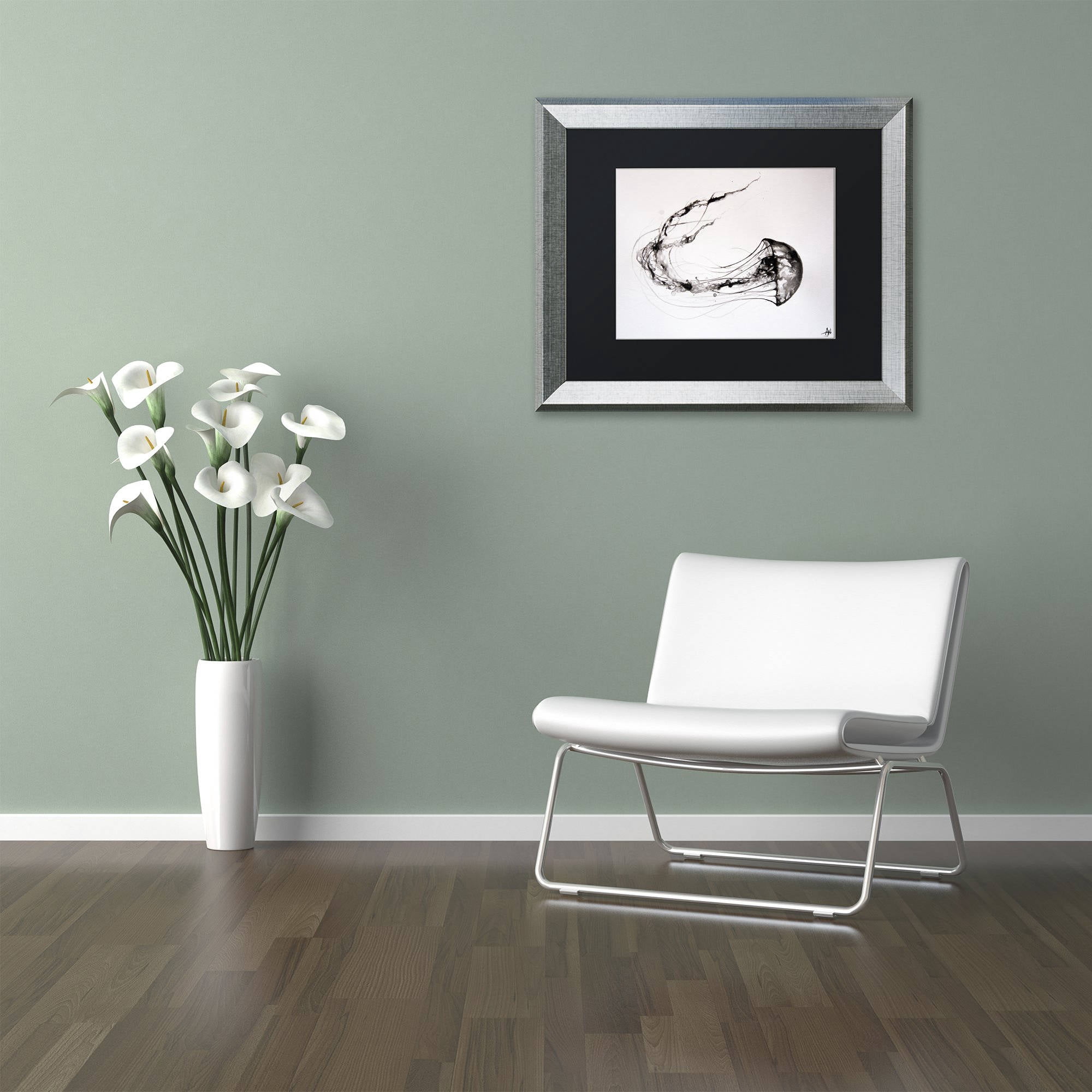 Trademark Fine Art 'That's No Moon' Canvas Art by Marc Allante, Black Matte, Silver Frame
