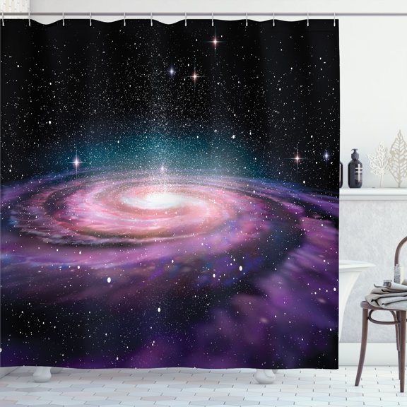 Ambesonne Galaxy Shower Curtain, Galaxy in Outer Space, 69"Wx70"L, Mauve Black