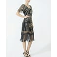 thumbnail image 5 of Short Sleeve Below Knee Sequin Beaded Fringed Hem Sparkle Flapper Dress, 5 of 6