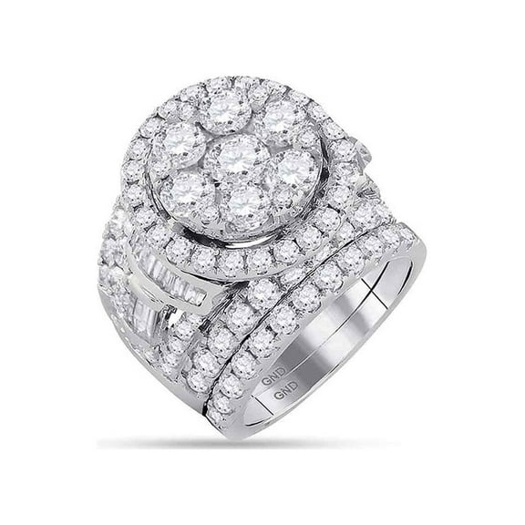FB Jewels 14kt White Gold Womens Round Diamond Bridal Wedding Engagement Ring Band Set 6.00 Cttw