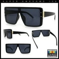 thumbnail image 2 of Rimless Oversized Monoblock Shield Rectangle Mobster Plastic Sunglasses All Black, 2 of 7