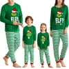 Christmas Family Pajamas Set Elf Print Long Sleeve Striped Xmas Matching Pjs Sleepwear