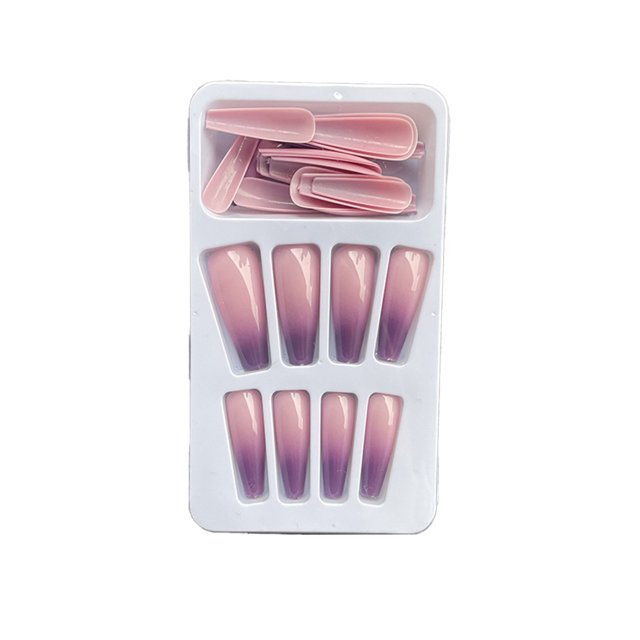 1 Juego de uñas con punta francesa, uñas artificiales con degradado, calcomanías desmontables, regalos de bailarina, Kit de manicura para Arte de uñas tipo 17, gelatina 24 piezas Pegamento 2g Vogacara CE011628-17