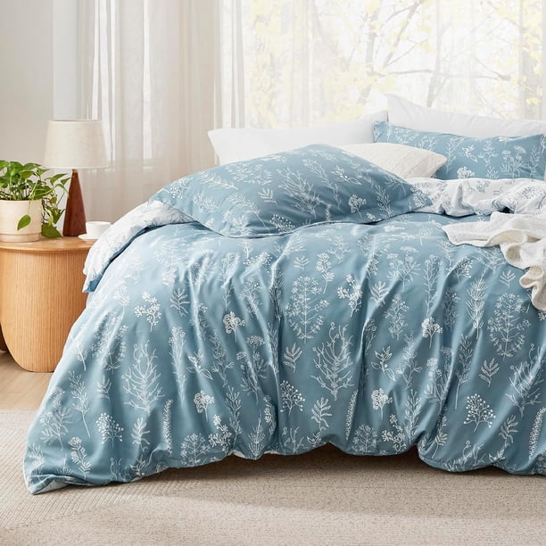 Funda Tamaño Queen - Juego de Funda Nórdica Reversible Floral con Cierre de Cremallera,