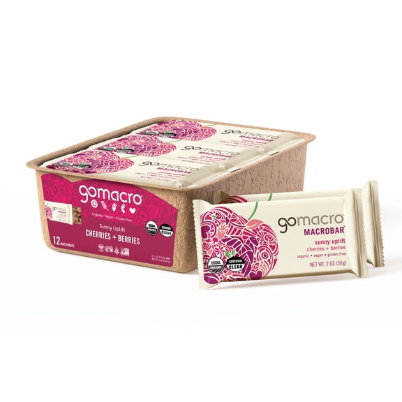 GoMacro MacroBar®, Sunny Uplift®, Cherries Berries, 12 Bars, 2 oz (56 g) Each