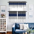 thumbnail image 2 of Navy Blue Grey Striped Kitchen Curtains Sets for Windows 36 Inch Length, Farmhouse Modern Rod Pocket Window Treatments Tier Curtains and Valances Set for Bedroom/Bathroom, 2 of 8