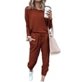 thumbnail image 1 of Conjunto de Jogger para Mujer PRETTYGARDEN Manga Larga Color Rojo Ladrillo Talla L, 1 of 5