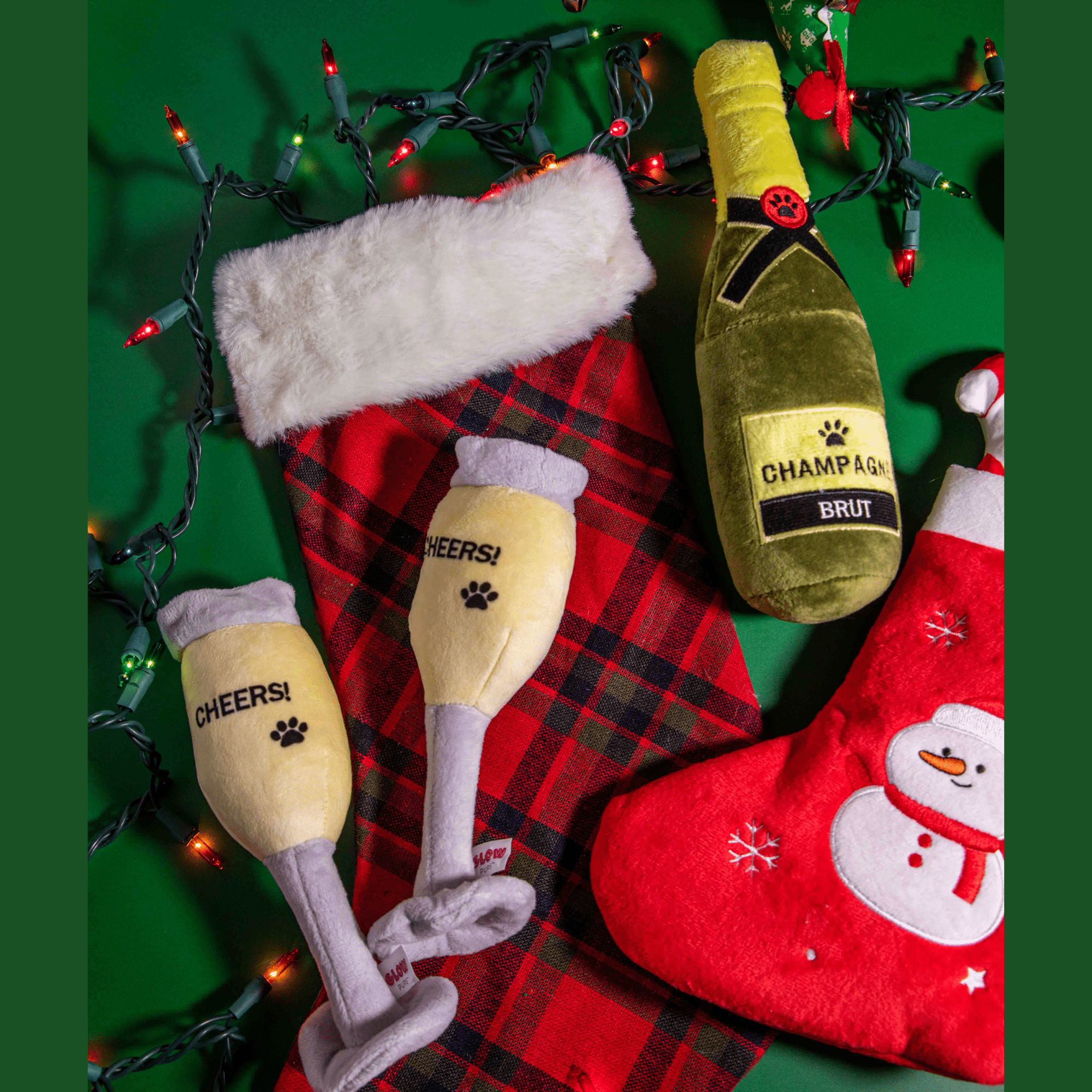 2 Champagne Glass Dog Toy - Party Pack
