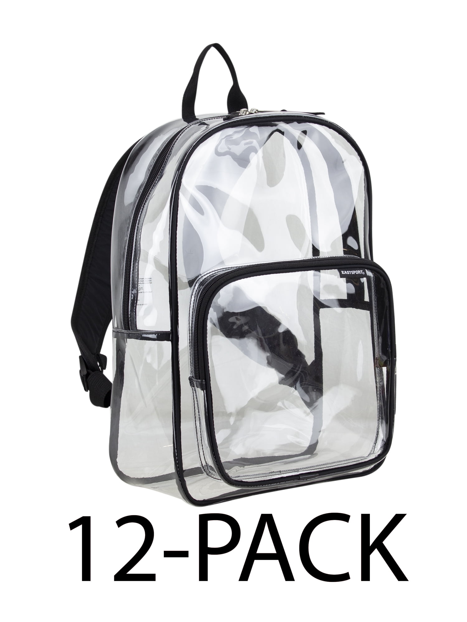 Eastsport Unisex Clear Spirit Backpack, Black (12Pack)
