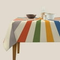 thumbnail image 4 of Colorful Boho Farmhouse Table Cloth Cream Vintage Sun Rainbow Stripes Bohemian Square Tablecloth 60 inch Rustic Washable Table Cover for Holiday Kitchen Dinning Outdoor Indoor Decoration, 4 of 5